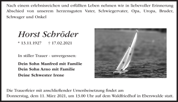 Traueranzeige von Horst Schröder von Märkische Oderzeitung