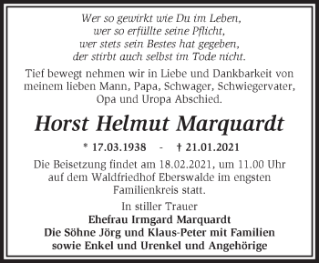 Traueranzeige von Horst Helmut Marquardt von Märkische Oderzeitung