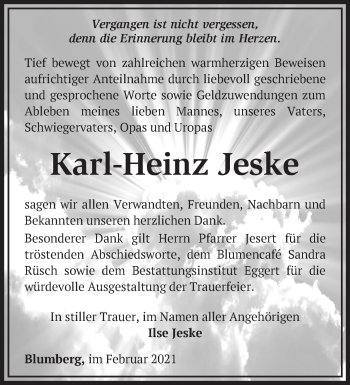 Traueranzeige von Karl-Heinz Jeske von Märkische Oderzeitung