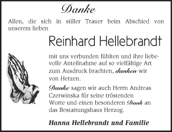 Traueranzeige von Reinhard Hellebrandt von Märkische Oderzeitung