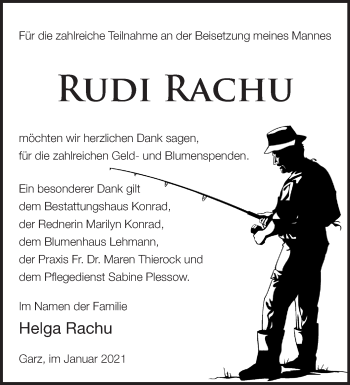 Traueranzeige von Rudi Rachu von Märkische Oderzeitung