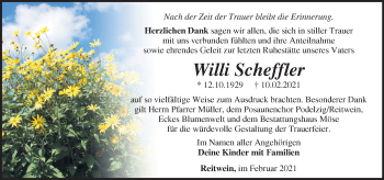 Traueranzeige von Willi Scheffler von Märkische Oderzeitung