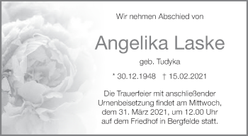 Traueranzeige von Angelika Laske von Märkische Oderzeitung