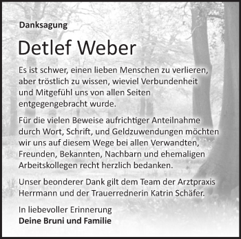 Traueranzeige von Detlef Weber von Märkische Oderzeitung