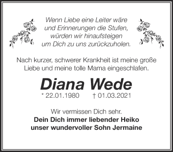 Traueranzeige von Diana Wede von Märkische Oderzeitung