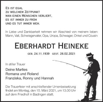 Traueranzeige von Eberhardt Heineke von Märkische Oderzeitung