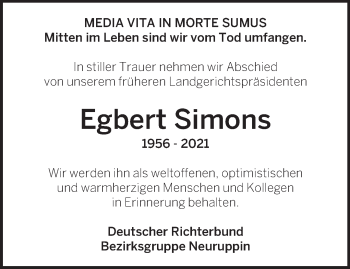 Traueranzeige von Egbert Simons von Märkische Oderzeitung