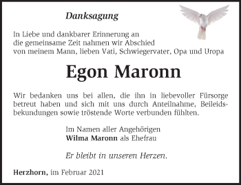 Traueranzeige von Egon Maronn von Märkische Oderzeitung