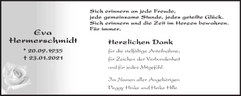 Traueranzeige von Eva Hermerschmidt von Märkische Oderzeitung