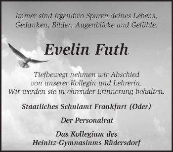 Traueranzeige von Evelin Futh von Märkische Oderzeitung