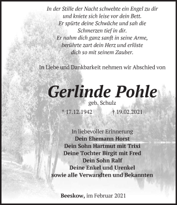 Traueranzeige von Gerlinde Pohle von Märkische Oderzeitung