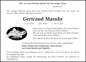 Traueranzeige von Gertraud Masuhr von Märkische Oderzeitung