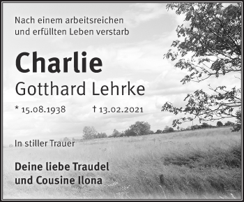 Traueranzeige von Gotthard Lehrke von Märkische Oderzeitung