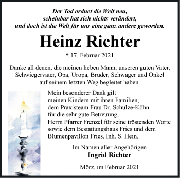 Traueranzeige von Heinz Richter von Märkische Oderzeitung