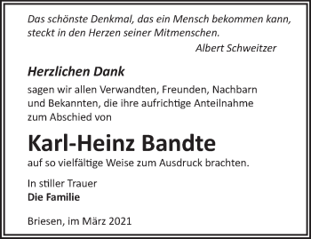 Traueranzeige von Karl-Heinz Bandte von Märkische Oderzeitung