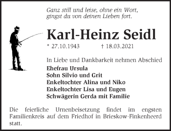 Traueranzeige von Karl-Heinz Seidl von Märkische Oderzeitung