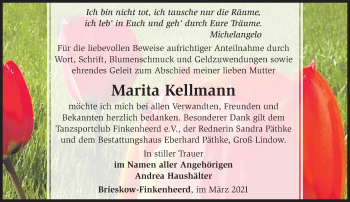 Traueranzeige von Marita Kellmann von Märkische Oderzeitung