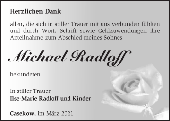 Traueranzeige von Michael Radloff von Märkische Oderzeitung