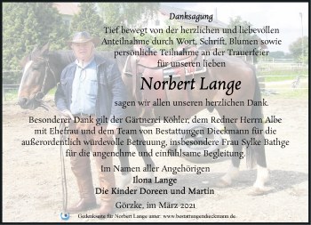 Traueranzeige von Norbert Lange von Märkische Oderzeitung