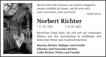 Traueranzeige von Norbert Richter von Märkische Oderzeitung