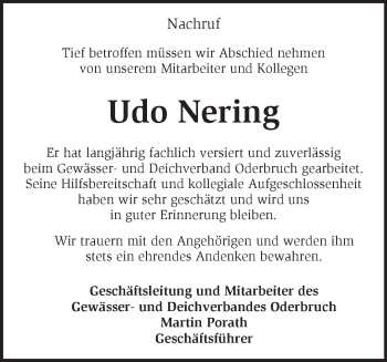 Traueranzeige von Udo Nering von Märkische Oderzeitung