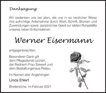 Traueranzeige von Werner Eisermann von Märkische Oderzeitung
