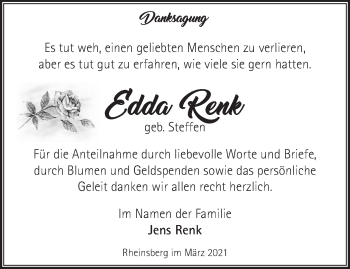 Traueranzeige von Edda Renk von Märkische Oderzeitung