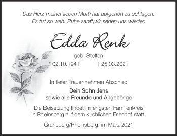 Traueranzeige von Edda Renk von Märkische Oderzeitung