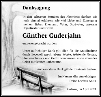 Traueranzeige von Günther Guderjahn von Märkische Oderzeitung