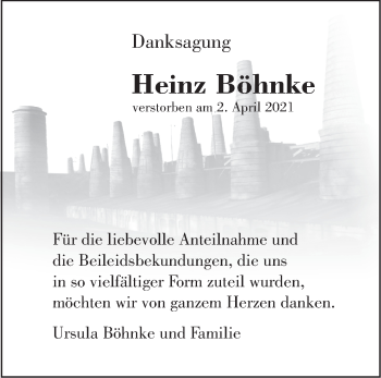 Traueranzeige von Heinz Böhnke von Märkische Oderzeitung