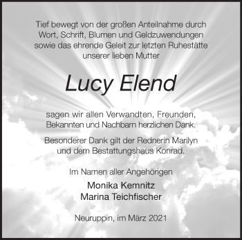 Traueranzeige von Lucy Elend von Märkische Oderzeitung