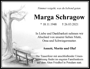 Traueranzeige von Marga Schragow von Märkische Oderzeitung