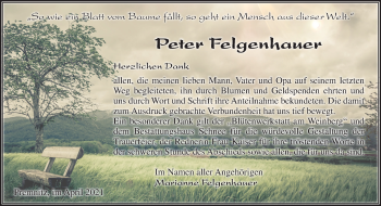 Traueranzeige von Peter Felgenhauer von Märkische Oderzeitung