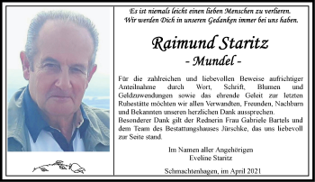 Traueranzeige von Raimund Staritz von Märkische Oderzeitung