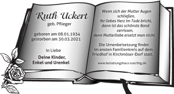 Traueranzeige von Ruth Uckert von Märkische Oderzeitung