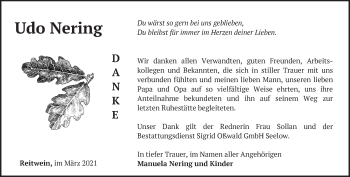 Traueranzeige von Udo Nering von Märkische Oderzeitung