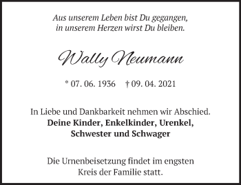 Traueranzeige von Wally Neumann von Märkische Oderzeitung