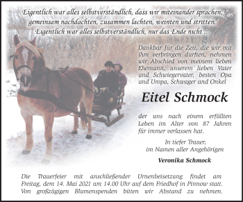 Traueranzeige von Eitel Schmock von Märkische Oderzeitung