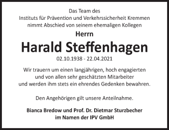 Traueranzeige von Harald Steffenhagen von Märkische Oderzeitung