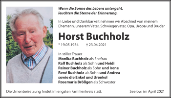 Traueranzeige von Horst Buchholz von Märkische Oderzeitung