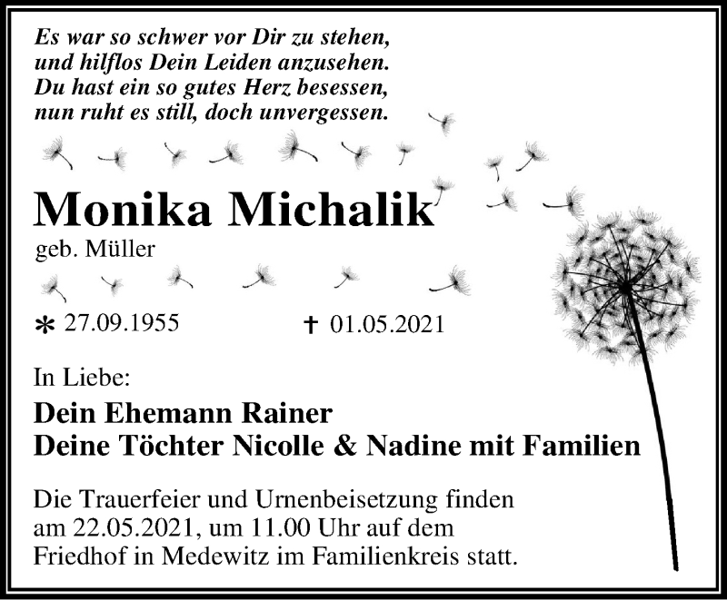Traueranzeigen Von Monika Michalik Markische Onlinezeitung Trauerportal