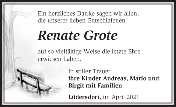 Traueranzeige von Renate Grote von Märkische Oderzeitung