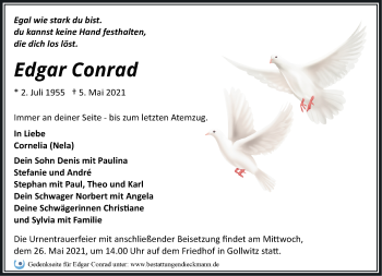 Traueranzeige von Edgar Conrad von Märkische Oderzeitung