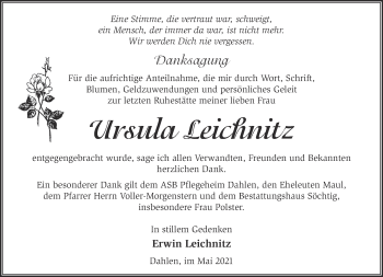 Traueranzeige von Erwin Leichnitz von Märkische Oderzeitung