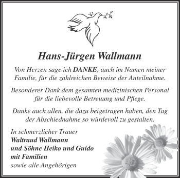 Traueranzeige von Hans-Jürgen Wallmann von Märkische Oderzeitung