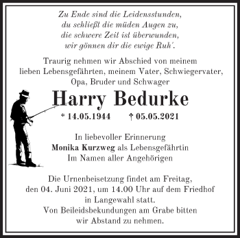 Traueranzeige von Harry Bedurke von Märkische Oderzeitung