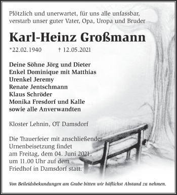 Traueranzeige von Karl-Heinz Großmann von Märkische Oderzeitung