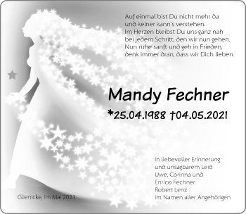 Traueranzeige von Mandy Fechner von Märkische Oderzeitung