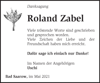 Traueranzeige von Roland Zabel von Märkische Oderzeitung