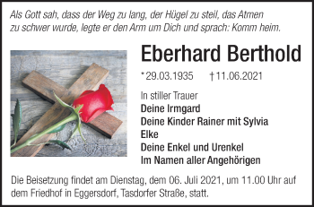 Traueranzeige von Eberhard Berthold von Märkische Oderzeitung